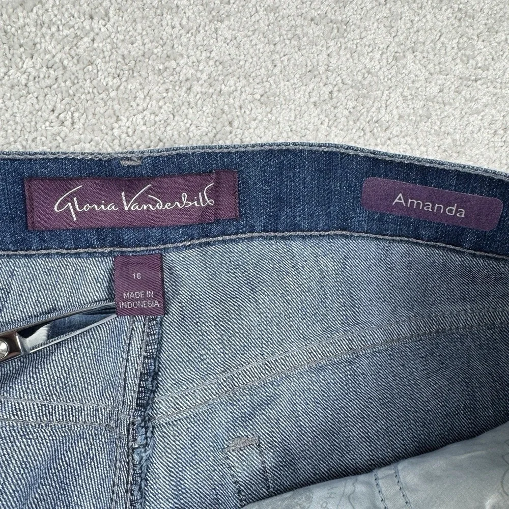 Gloria Vanderbilt Amanda Jeans Womens 16 Blue Tapered Phoenix Wash Classic Fit